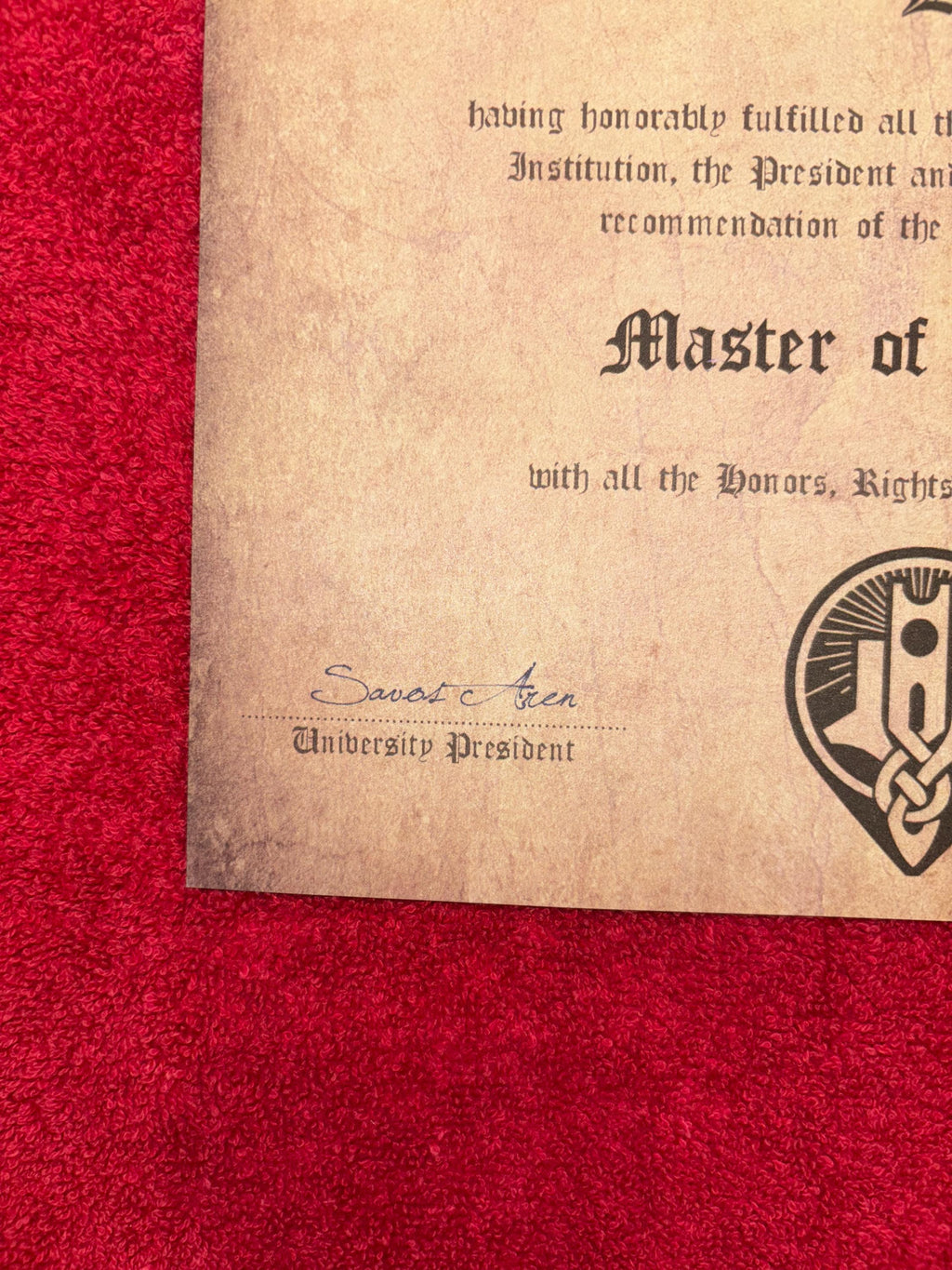 Skyrim Customizable College of Winterhold Degree Certificate