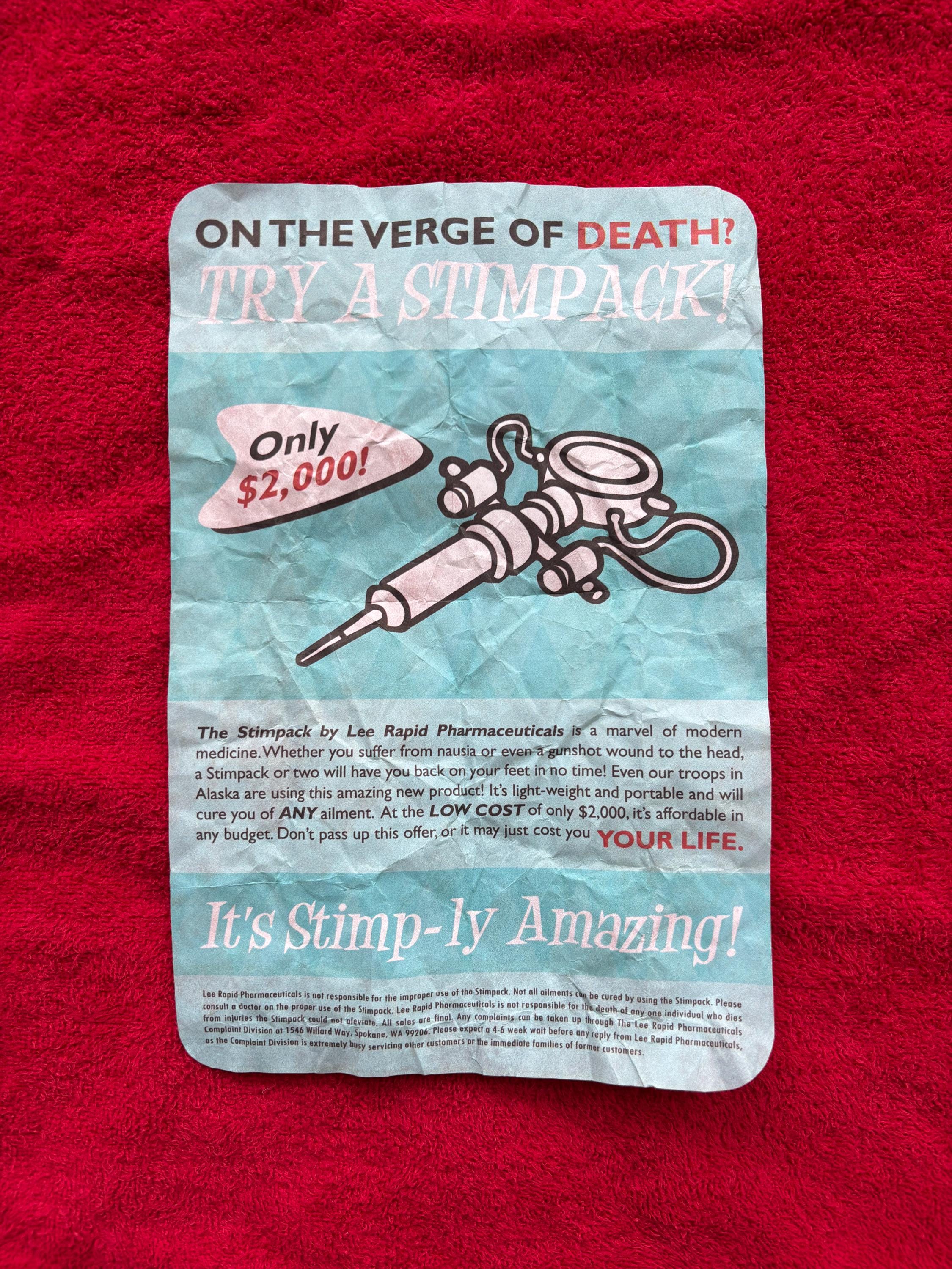 Fallout Retro Stimpak Advertisement Poster